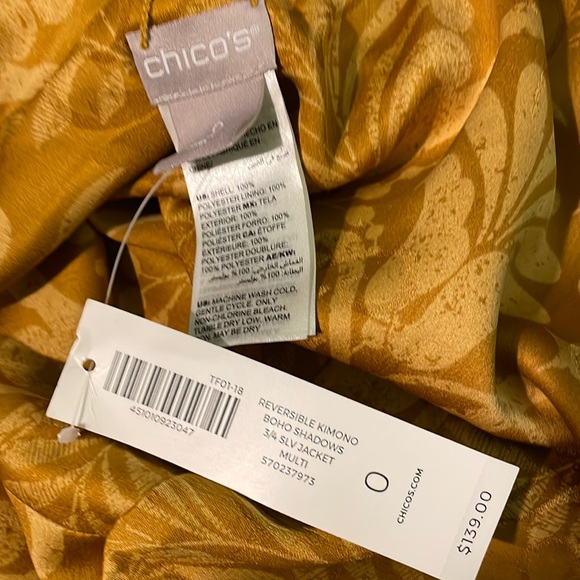 Chico’s Reversible Kimono Boho Shadows 3/4 Sleeve Jacket Multi Open Front - Picture 12 of 17